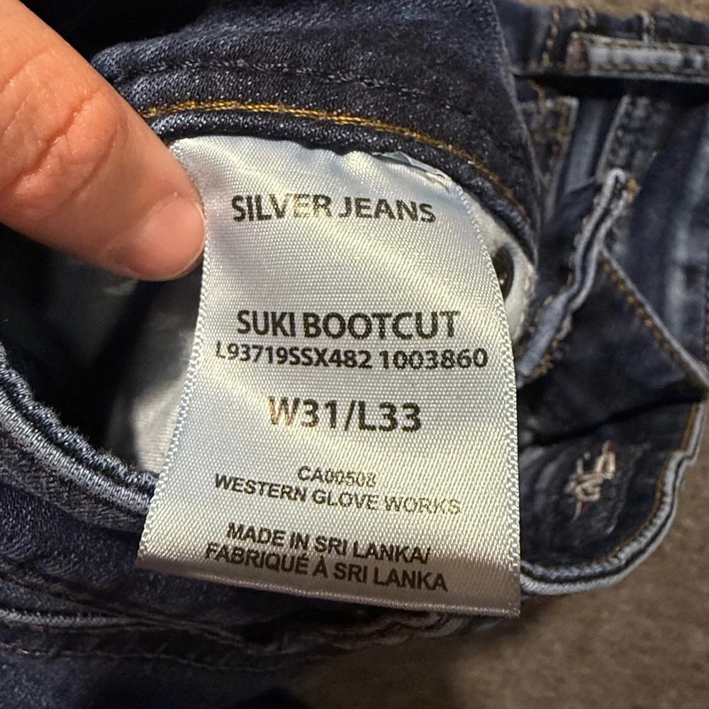 Silver Jeans Womens W31/L33 blue Suki Bootcut Mid Rise stretch distressed nice! - Picture 9 of 11